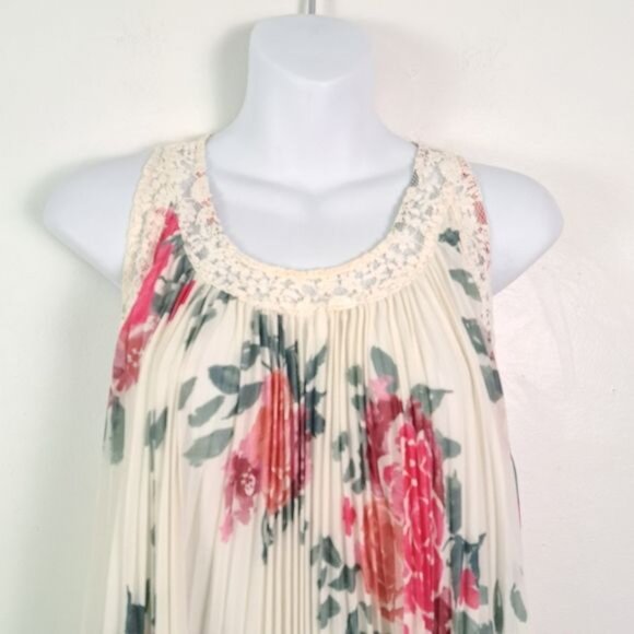 Free People Floral Lace Acordian Pleated‎ Tent Swing Dress - Picture 5 of 8